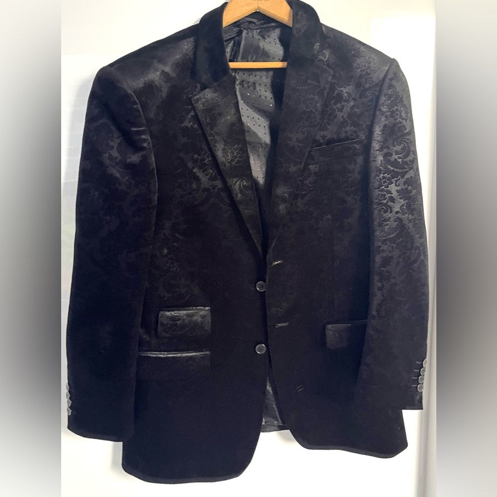 EJ Samuel Men's Black Velvet Blazer Jacket - Italy
